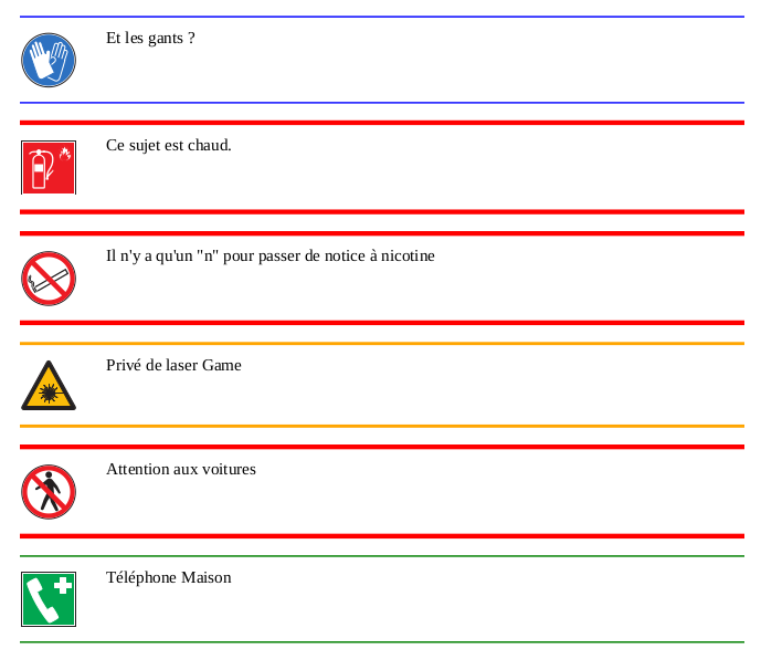 Quelques exemples de signalétique conforme